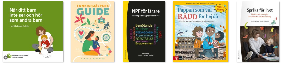 Bokomslag av de böcker som presenteras i texten nedan.