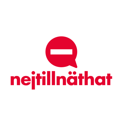 Bild p� loggan till kampanjen Nej till n�that med en stoppskylt och kampanjens slogan under